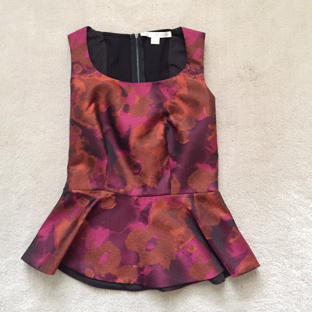 purple/pink/orange peplum top sz 0